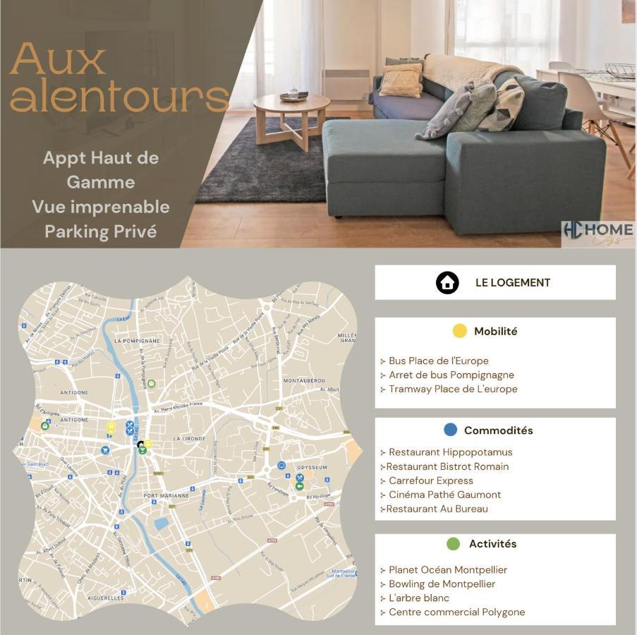 Appartement Cosy , Vue Imprenable, Parking Prive Montpellier Kültér fotó